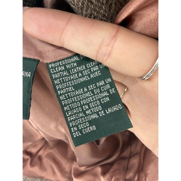 VTG Ralph Lauren LRL Brown tweed wool blazer Suede leather elbow pads size 8 Rea - Picture 6 of 13